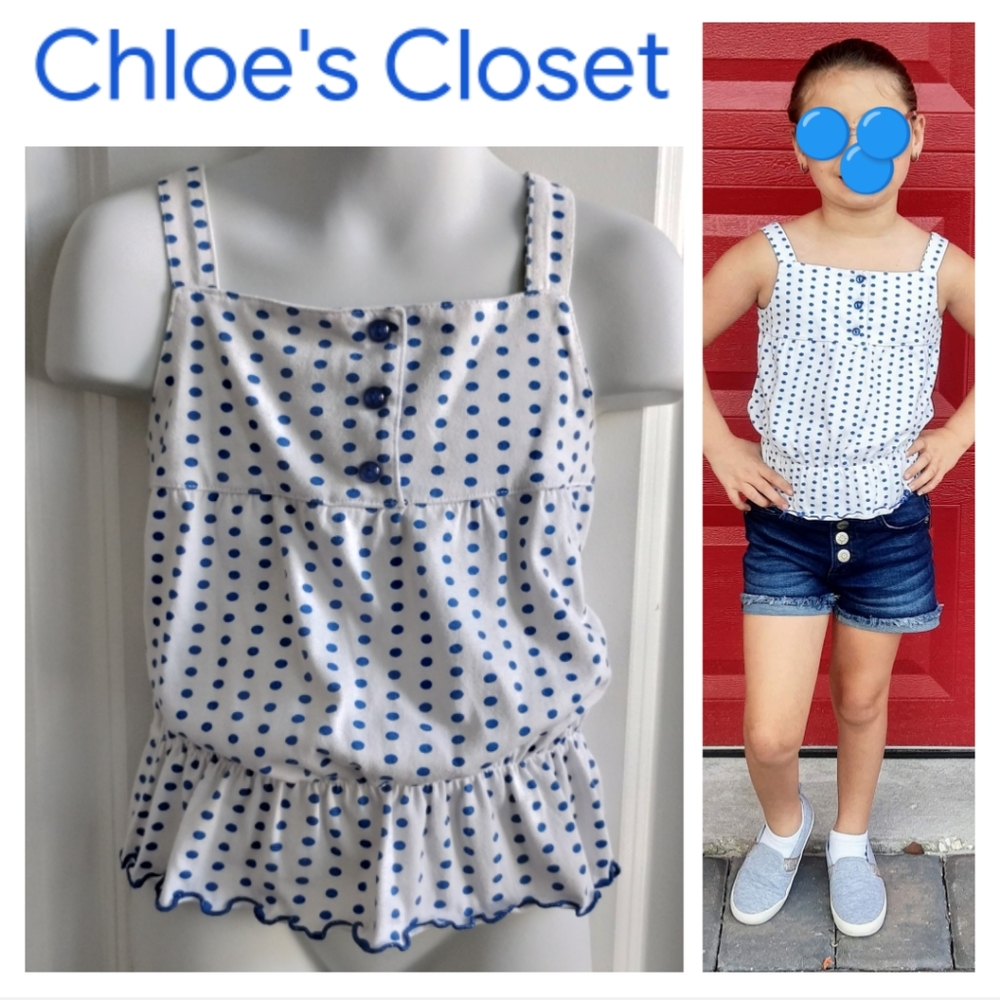 Blue Polka Dot Peplum Top